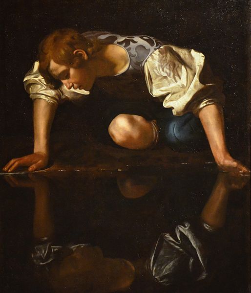 Caravaggio's 1599 painting of Narcissus, staring into the digital pond.